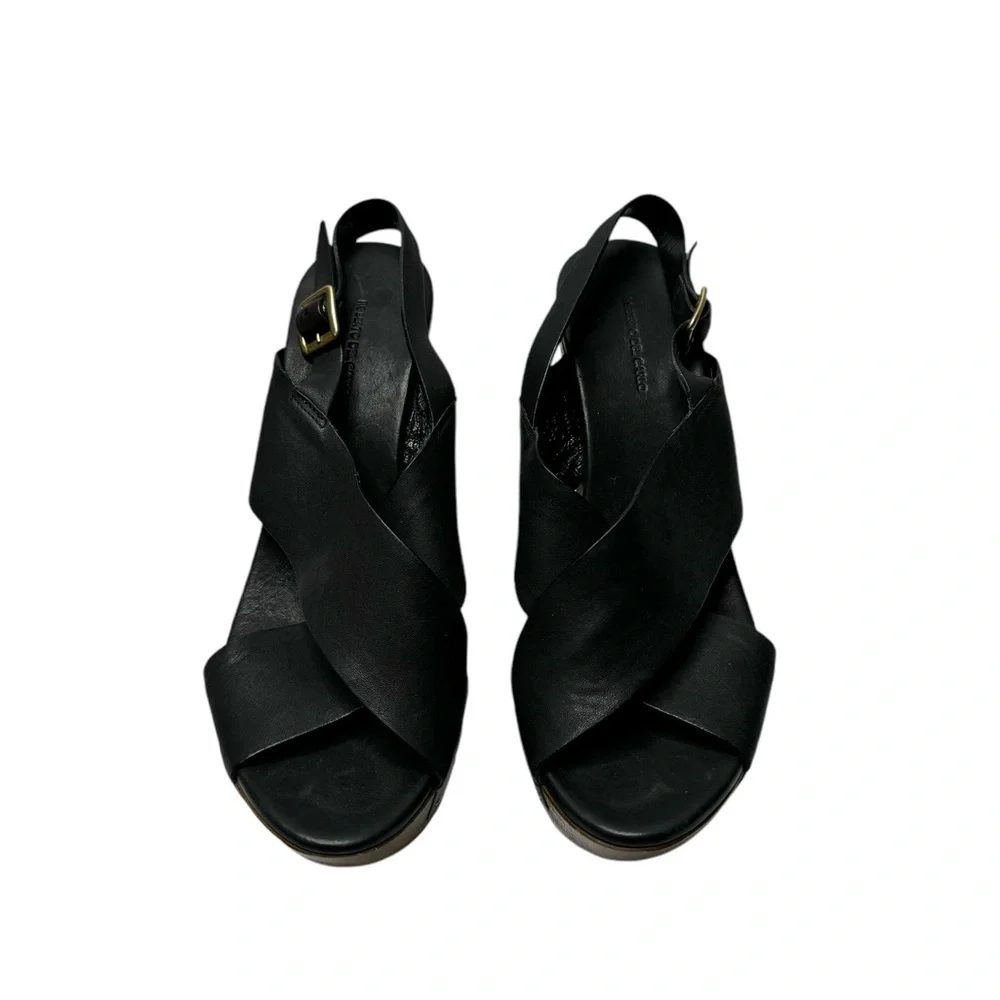 Roberto Del Carlo | Black Leather Wooden Wedge Heels EU40
